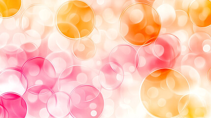 Poster - Colorful abstract bubbles in gradient shades of orange, pink, and white creating a vibrant background for creative projects