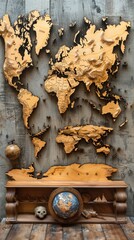 Wooden World Map Art