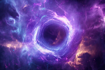 Wall Mural - a futuristic, purple glowing portal with vibrant energy swirling in deep space
