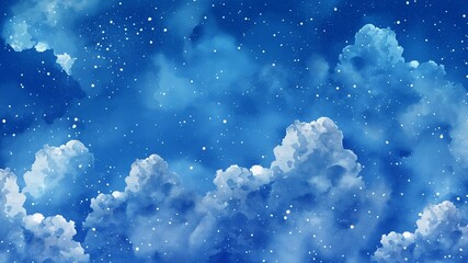 Wall Mural - watercolour seamless pattern background of starry night sky