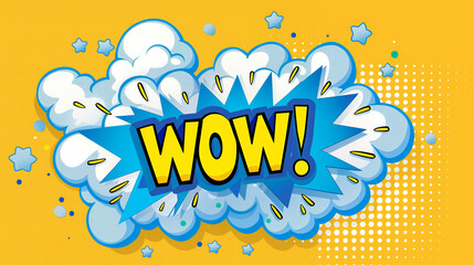 Poster - Comic speech bubble with WOW text on a vibrant background highlighting excitement and creativity