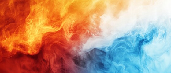 Canvas Print - A colorful smokey background with red, blue and white swirls