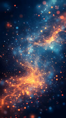 Wall Mural - Cosmic Dust Abstract Background Illustration - Orange and Blue Nebula