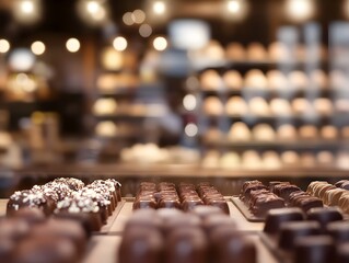 Wall Mural - blurred chocolate shop background