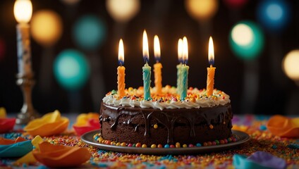 birthday cake with candles