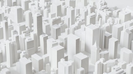 Wall Mural - An isolated 3D city panorama on white background. It is rendered in 3D software.