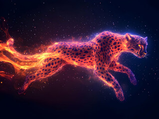 Canvas Print - Fiery Cheetah Illustration - Cosmic Predator