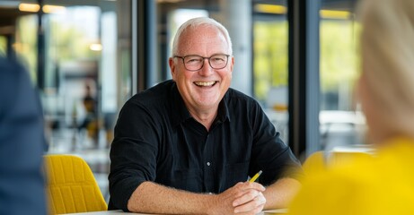 Poster - Businessman attending a team meeting with a smile