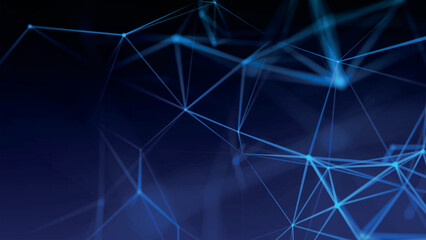 Poster - Abstract background with connecting dots and lines. Network connection structure. Plexus effect. 3d Vector illustration.