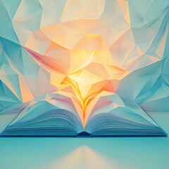 Canvas Print - Abstract Background - Open Book with Glowing Polygonal Light