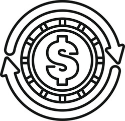Poster - This icon represents the concept of money turnover in a casino with a casino chip and arrows