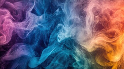 Poster - Close-up of colorful smoke in a still-life setup, with different shades blending and creating a captivating and abstract composition.