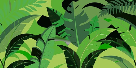 Sticker - background banana leaves