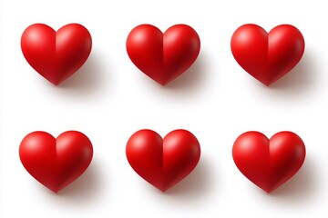 Poster - Red heart concept set isolated on pink background for graphic decoration. 3D render illustration with object clipping path.