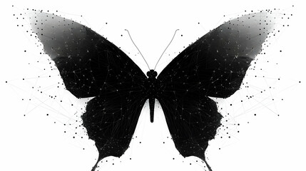 Canvas Print - Abstract Butterfly Illustration - Black and White Geometric Design