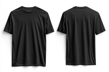 Wall Mural - Black Tshirt Mockup Front and Back Isolated created with Generative AI