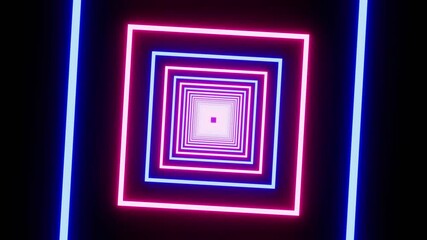 Poster - abstract of dark sci-fi tunnel, futuristic neon light in geometric form, animation. 4k futuristic ne