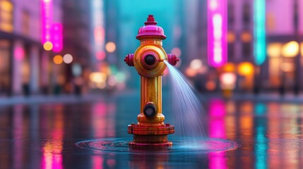 Aufkleber - Neon Fire Hydrant.