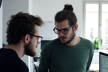 Poster - various designers and business people on the job in a corporate office. concept of a startup company
