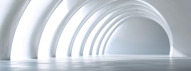 Poster - illustration of white circular building. modern geometric wallpaper. futuristic technology design.