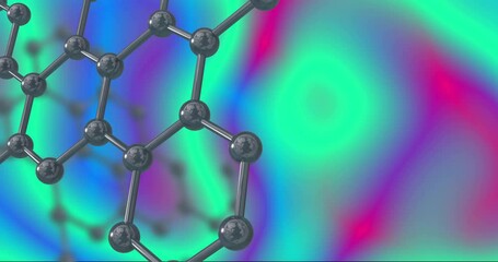 Poster - Molecular structure animation over colorful abstract background