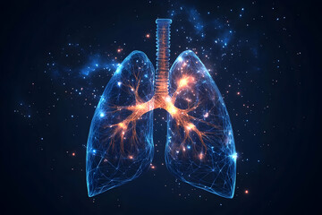 Wall Mural - Glowing Polygonal Lungs Illustration - Respiratory System