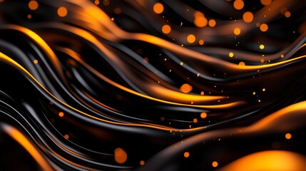 Poster - 3D rendering of golden bokeh on a water surface.