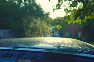 Sticker - Steam Rising from a Car Roof in Sunlight