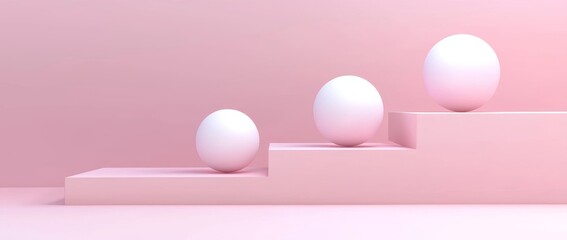 Poster - A minimalist podium with spheres. 3D rendering of a product presentation.