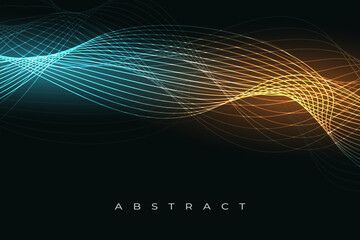 Wall Mural - dynamic wave pattern. abstract glowing wave lines on dark blue abstract background. modern flowing w