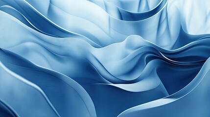 Poster - 3D abstract background with layered, transparent shapes in cool blue tones, giving a sense of calm and depth. Ideal for business or tech visuals.