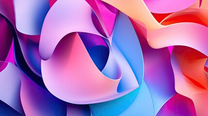 Poster - 3D abstract background with layered geometric shapes in vibrant colors, creating a sense of depth and movement. Perfect for digital art or modern design projects.