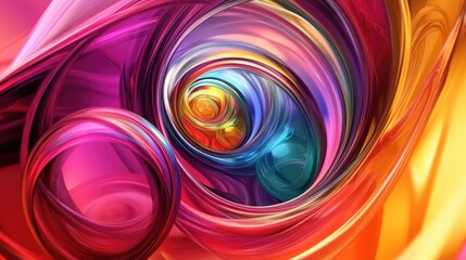 Poster - 3D abstract background with spiraling lines and orbs in vibrant colors, giving a dynamic and energetic feel, great for creative projects.