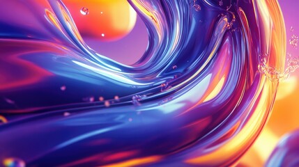 Poster - 3D abstract design with vibrant, fluid colors blending in a dynamic motion, perfect for creating modern and artistic visuals.