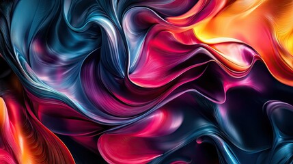 Aufkleber - 3D abstract design featuring vibrant, flowing colors blending together in a dynamic fluid motion, creating a visually stunning and energetic composition.