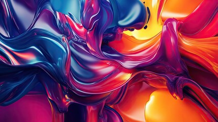Poster - 3D abstract design with vibrant, fluid colors blending in a dynamic motion, perfect for creating modern and artistic visuals.