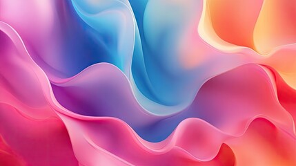 Poster - 3D abstract fluid waves in a vibrant color palette, flowing smoothly and seamlessly across the scene, ideal for a visually engaging background.