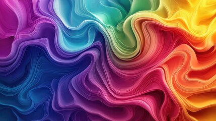 Aufkleber - 3D fluid design in rainbow hues, with waves and ripples creating a lively, energetic composition that bursts with color and movement.