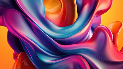 Poster - 3D fluid shapes in bold, vivid colors intertwining in an abstract pattern, evoking a sense of movement and creativity.