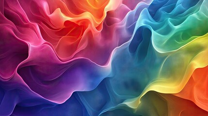 Aufkleber - 3D fluid design in rainbow hues, with waves and ripples creating a lively, energetic composition that bursts with color and movement.