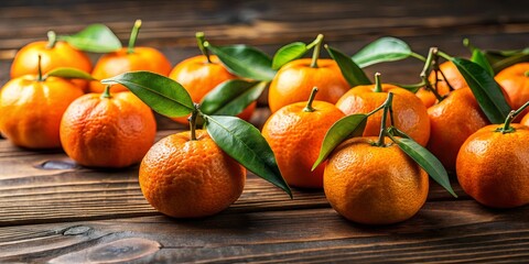 Juicy tangerines arranged on wooden surface for vibrant and fresh fruit concept