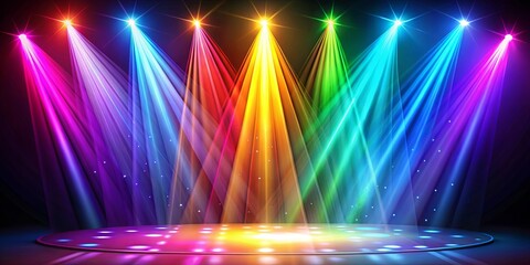 Wall Mural - vibrant spotlight shining on stage with colorful beams