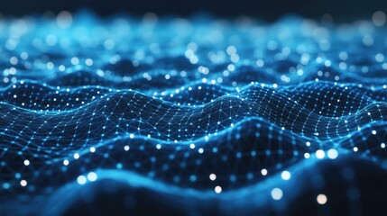 Poster - Abstract 3D background with a mesh of interconnected nodes and lines, representing data and technology themes. Perfect for corporate and tech designs.