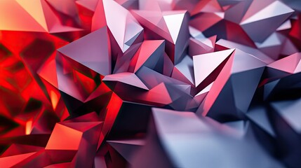 Poster - Abstract 3D background with sharp-edged polygons in a chaotic yet harmonious arrangement, ideal for edgy and contemporary visuals.