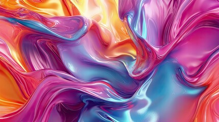 Poster - Abstract 3D fluid design with colorful waves and swirls, creating an engaging and dynamic composition for visual art.