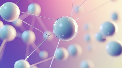 Poster - Abstract 3D spheres connected by thin lines, floating in space with a gradient background, symbolizing connectivity and networks. -