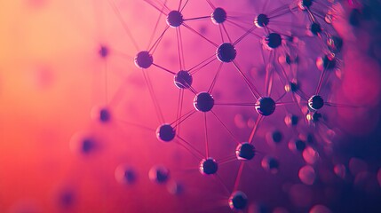 Poster - Abstract 3D spheres connected by thin lines, floating in space with a gradient background, symbolizing connectivity and networks. -