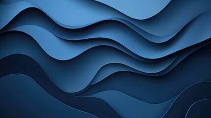 Poster - Abstract blue background with overlapping wave shapes, blending light and dark hues for a modern and sleek design.
