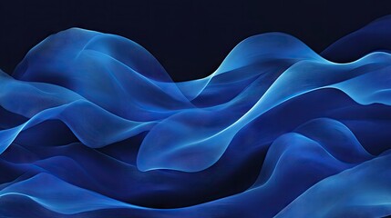 Fototapete - Abstract blue waves flowing across a gradient backdrop, with a blend of light and dark tones for a harmonious visual effect.