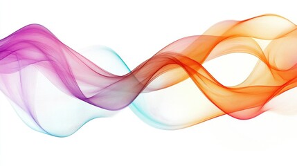 Aufkleber - Abstract, colorful wave lines on a white background, with a focus on smooth, flowing curves and a minimalistic design approach.